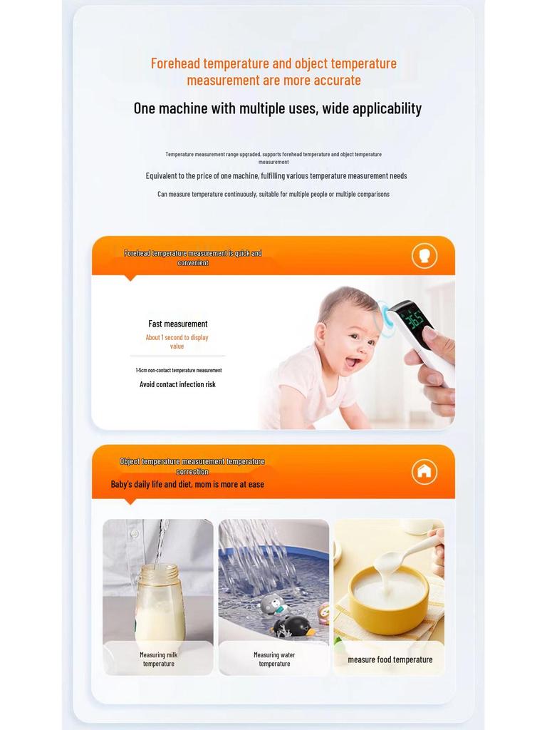 Multilingual Non-Contact Infrared Thermometer for Babies - Mini Handheld Temperature Gun