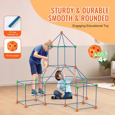 SucceBuy Fort Building Blocks Kids Creative Indoor Play Tent Brick Kit with 80 Rods 40 Balls for DIY Educational Castle Toys