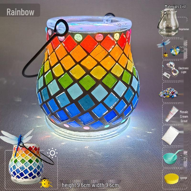 Glass Mosaic Candle Holder DIY Kit: Handmade Parent-Child Educational Toy for Children's Day
