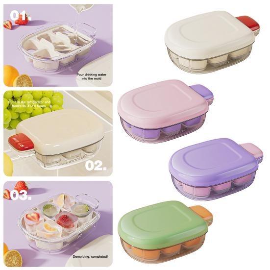 Food Grade Plastic Ice Maker with Sealed Lid Ice Cube Tray Storage Box Push Release Odorless Summer Cooling Ice Maker for Kitchen