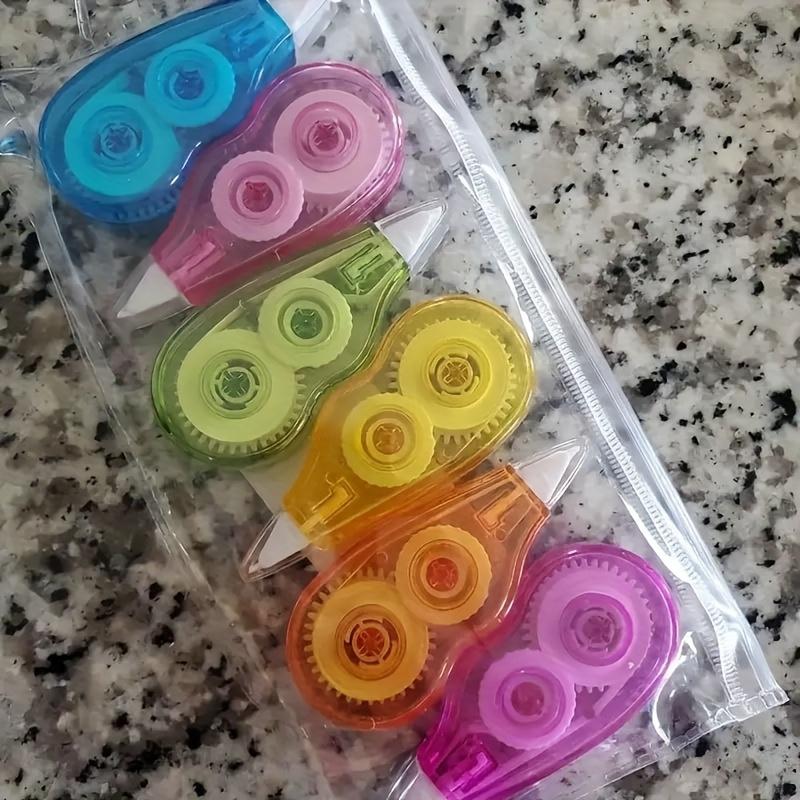 6pcs Corrective Tape Erasers | Transparent Pastel Color Rings, Durable Plastic, Portable School Supplies for Students, Fun Stationery Gifts