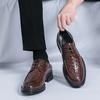 Large Size Crocodile Pattern Men's Low-top Lace-up Leather Shoes Four Seasons New Business Dress Groom Wedding Shoes
