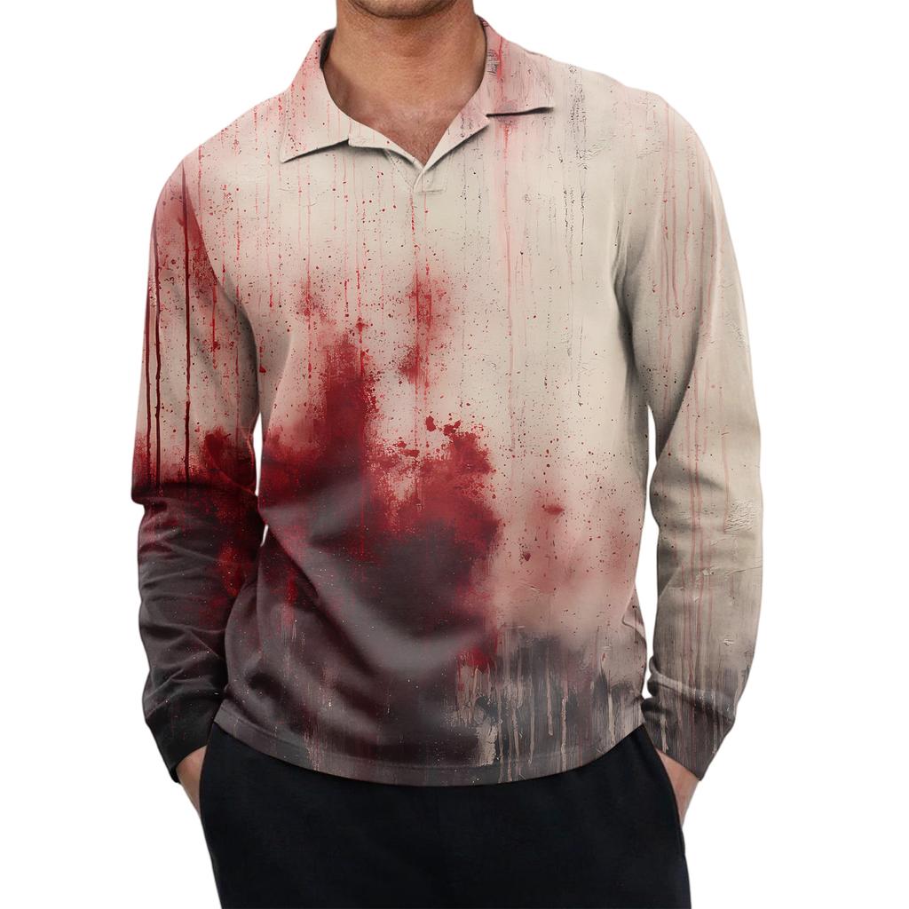 Men's Casual Retro Small V-neck Long-sleeved Top