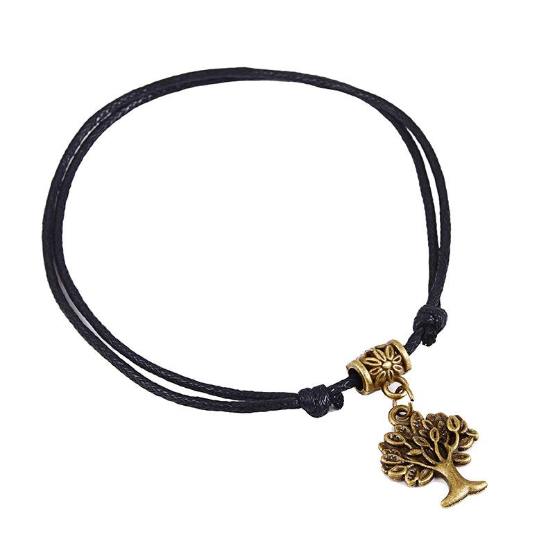 Jl60 Simple Black Rope Anklet, Mori Flower Tower Rudder Anklet Jewelry Women