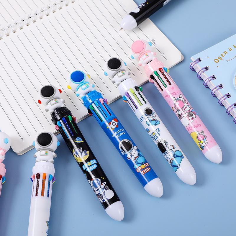 Astronaut Multi-Color 10-in-1 Ballpoint Click Pen for Students - Oil-Based, High-Quality, Versatile, and Colorful.