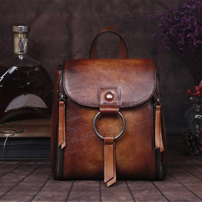 Vintage Design Backpacks Genuine Leather Shoulders Bags Women Fashion Ladies Handbags Purse GZW
