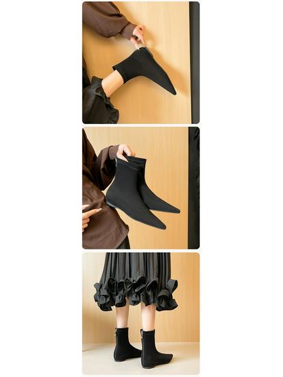 Weiwei Girl Autumn/Winter Suede Pointed Toe Flat Ankle Boots for Women