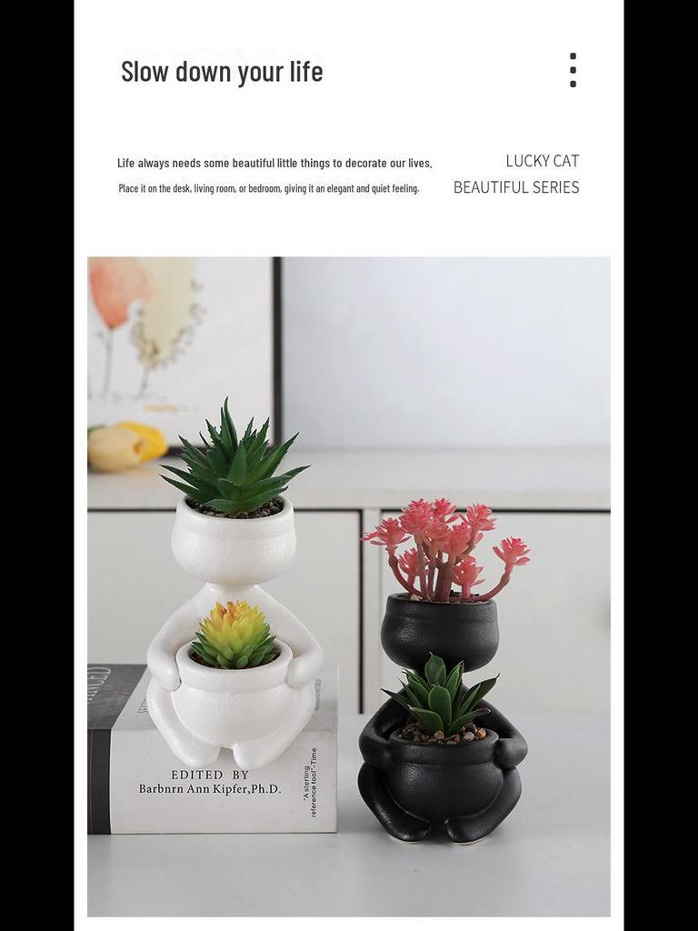 European-Style Succulent Doll Pots: Creative Desktop Green Plant Ornaments