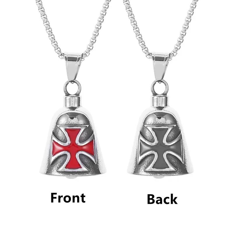 Retro Punk Angel Wings Motorcycle Lucky Bell Necklace Men's Motorcycle Rock Trend Cool Jewelry