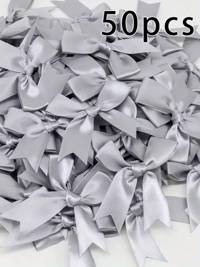 50pcs, Ribbon Bow Craft Bow Pink White Floral Gift Tie Wedding Decoration Bow Bow DIY Birth Party Baking Decoration