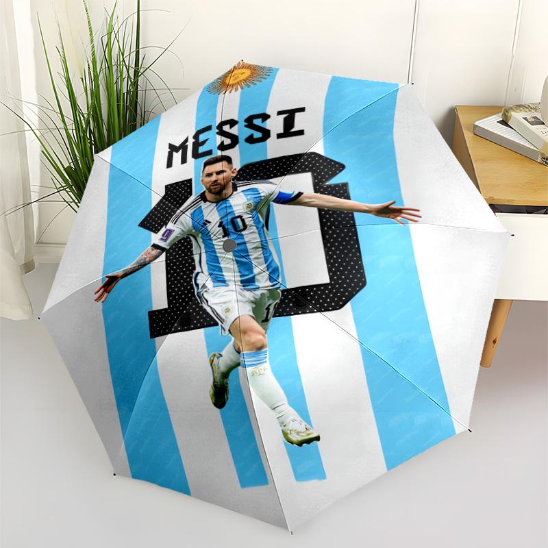Messi's Argentina Celebration Compact Travel Automatic Umbrella Retractable Design with 8-Rib Durability Foldable Design for Outdoor Daily Use