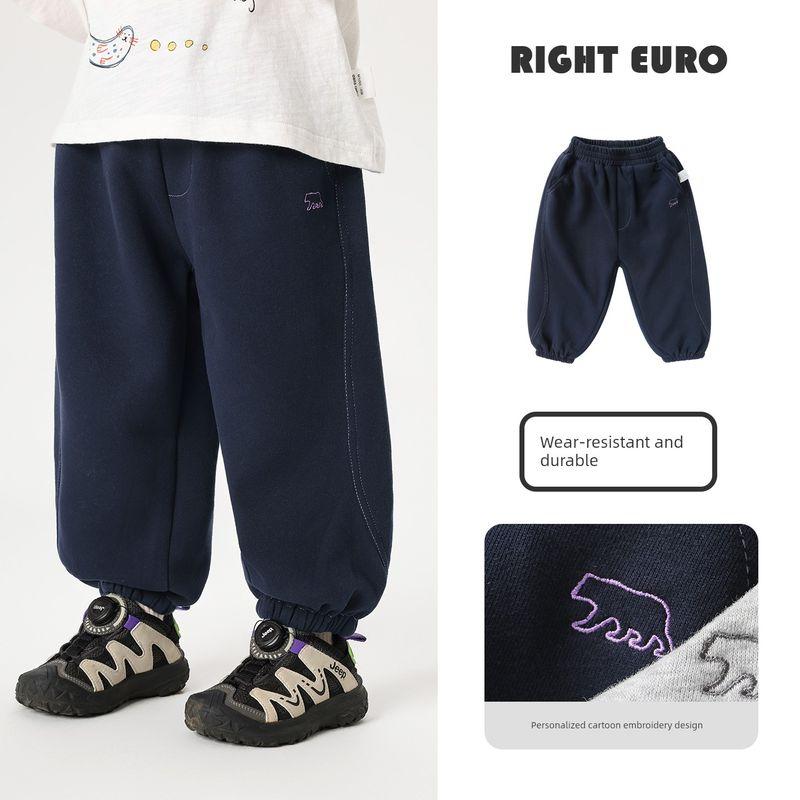Boys Simple Color-Blocked Sports Knit Pants 2026 New Spring and Autumn Children s Toddler Sweatpants Trendy Deep Blue 130cm