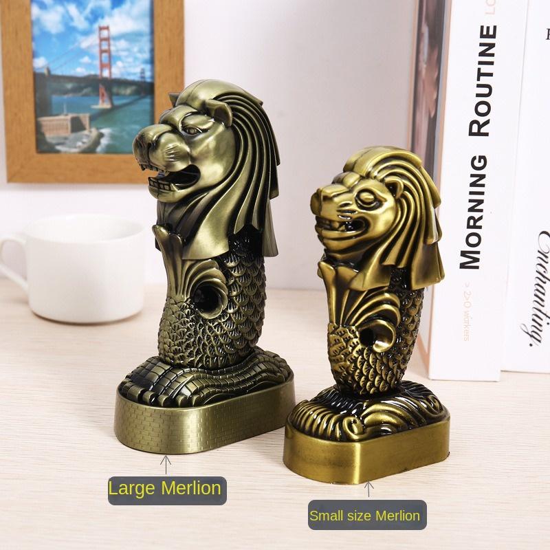 New Hot Merlion Model Metal Crafts Decoration Singapore Tourist Souvenirs World Landmark Building Model Office Decoration