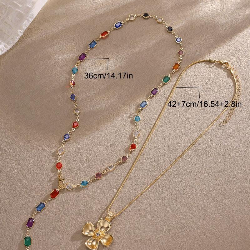Luxury Colorful Crystal Tassel Necklace For Women Exquisite Flower Shiny Rhinestone Choker Bohemian Vacation Party Jewelry Gift