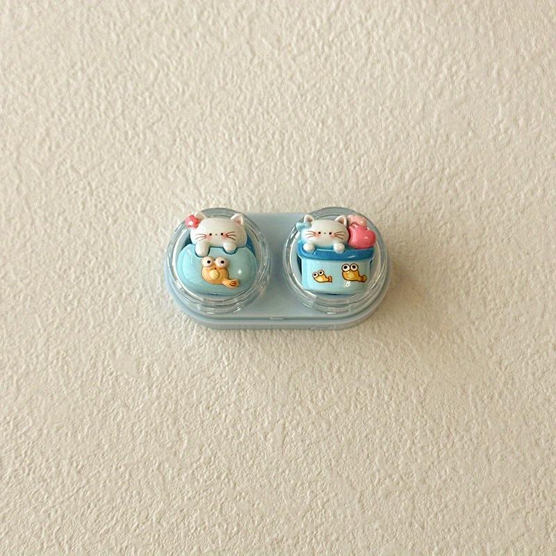 Cartoon Cat Contact Lens Case Portable Mini Drawer Plastic Travel Daily Storage for Women Girls
