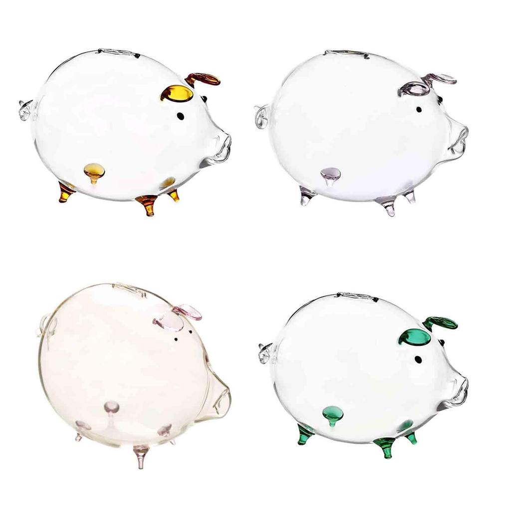 18 X 12 Cm Glass Piggy Bank, Children's , Charming Transparent Bedroom Table Decoration,
