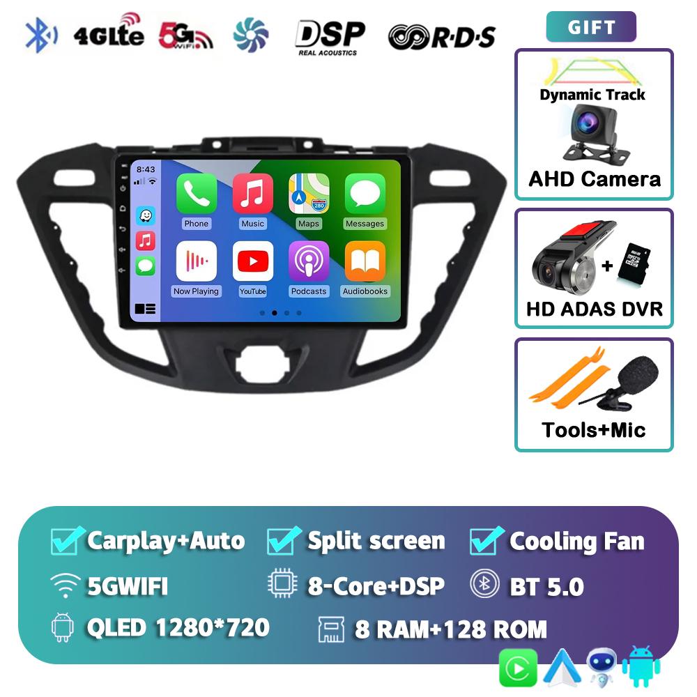 Android 14 Carplay Auto for Ford Transit Tourneo Custom 2013-2021 Navigation Car Radio 2 Din Multimedia Player Head Unit Stereo