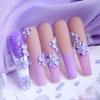 150 Stück lila runde Blütenblätter mit goldener Perle Nageldekorationsmaterial für Klebenagelpatches DIY Nagelprodukte