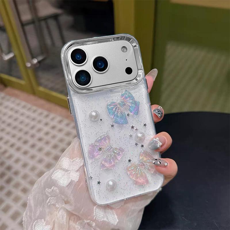Pearl Butterfly Star Glue Phone Case for IPhone17 for Apple 16promax 3D 15 Soft Shell 14 Women