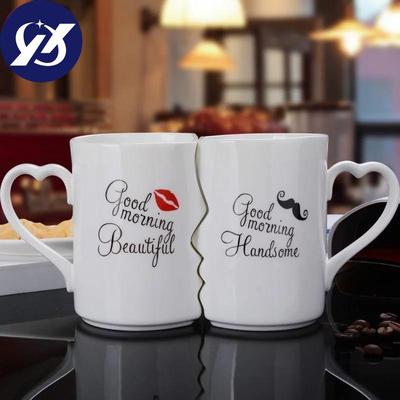 2 Teile/satz Kreative Kaffeetassen Paar Wassertasse Keramik Fason Kuss Teetasse Milchbecher Valentinstag Geburtstag Hochzeitsgeschenke