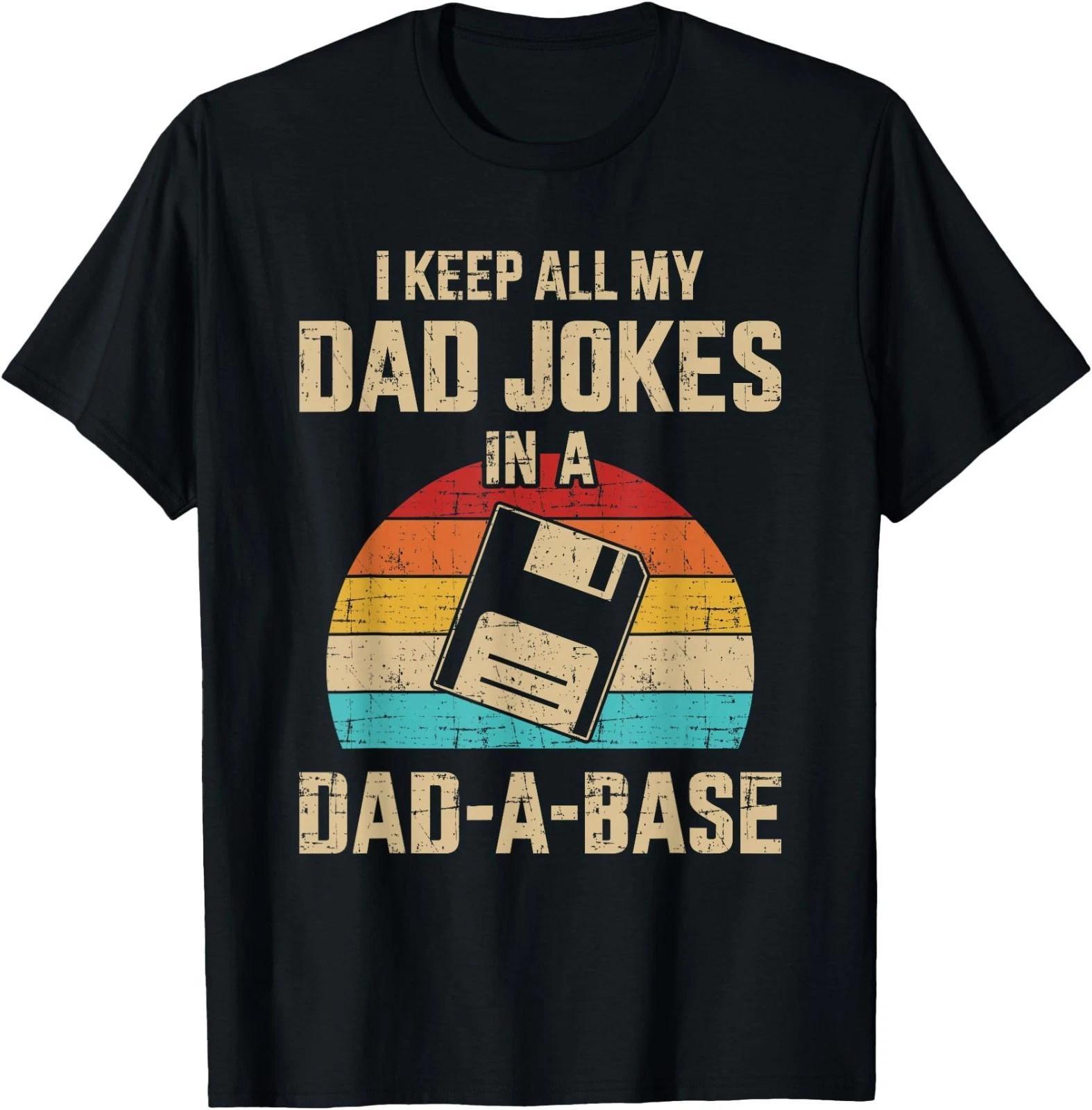 TeesTreasures Funny dad Jokes in dad-a-Base Vintage for Father's Day T-Shirt M