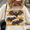Vintage Retro Halloween Bat Comfort Colors® Shirt, 90's Oversized Halloween Tee, Distressed Striped Bat Shirt, Spooky Season Tee