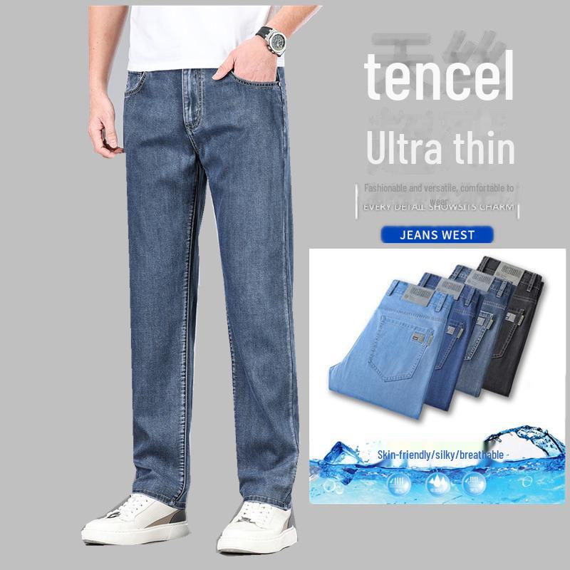 Men's Ultra-Thin Ice Silk Tencel Straight-Leg Jeans