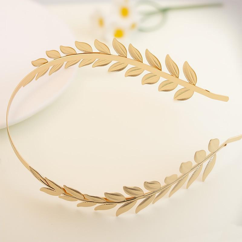 Ретро греческий ободок для волос с золотыми листьями для женщин - Высококлассный аксессуар для волос 2025