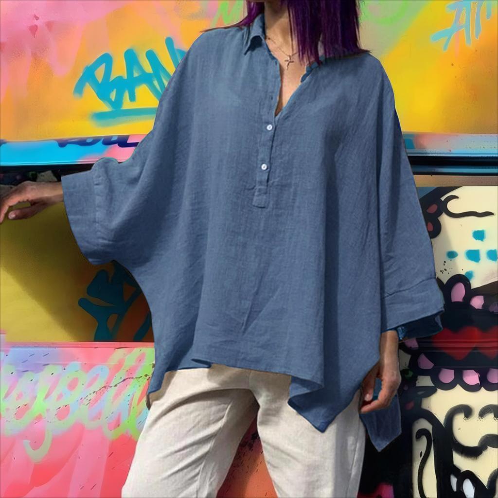 Women's Batsuit Loose Cotton and Linen Tops Casual Women's Plus Size Women's Clothing