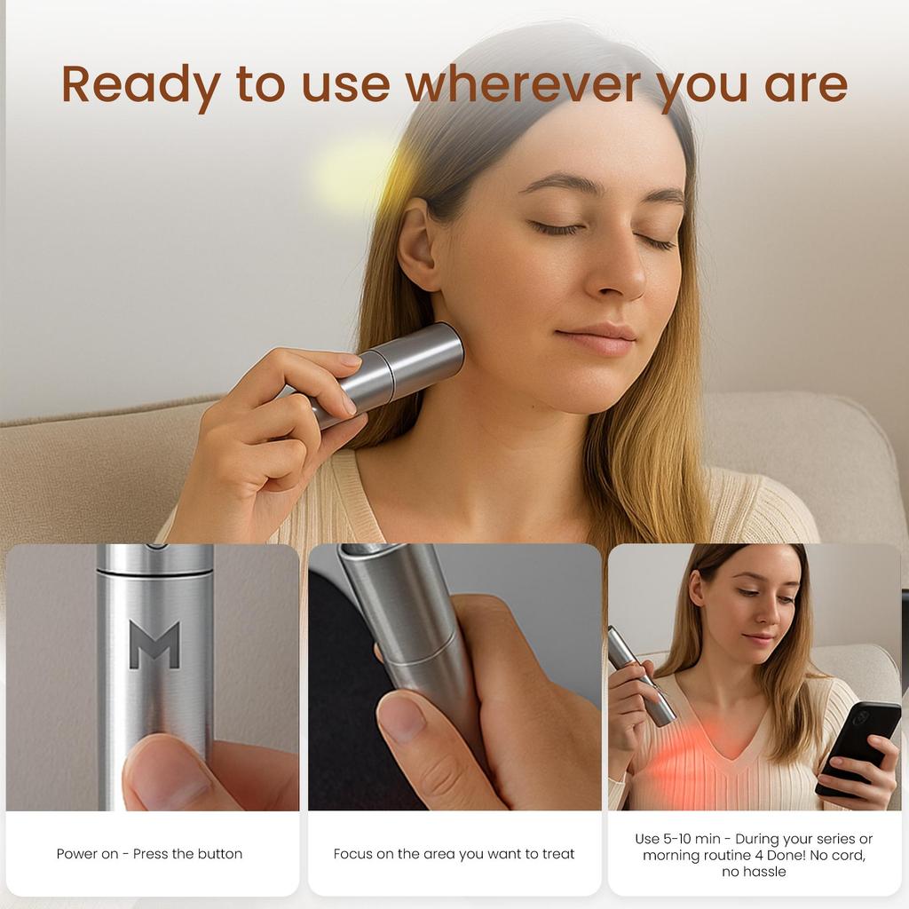 Mvolo® ReliefTorch – Tragbare Infrarotlampe zur Schmerzlinderung – Rotlichttherapie – Erholung und Muskelentspannung – Kompakt und wiederaufladbar