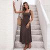 Women's Square Neck Corset A Line Maxi Dress Polka Dot Wide-Strap Dress Flowy Casual Summer Beach Long Tank Dress