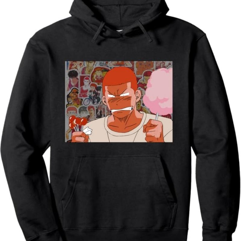 

Hanamichi Sakuragi Pullover Hoodie winter is a loose, fleece casual outerwear with a hat, looking stylish 3XL
