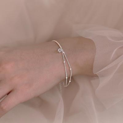 Sterling Silver S925 Silver Bracelet Five-pointed Star Bestie Chain Women's Small Fresh and Versatile Design Double-layer Star Bracelet for Women