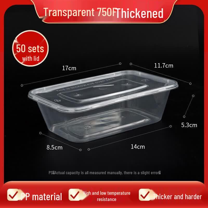 QIWAI Disposable Rectangular Plastic Food Container with Lid