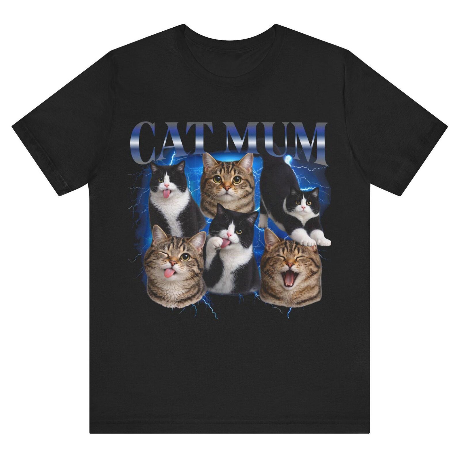 Custom Cat Mum Shirt | Personalised CaT-Shirt | Custom PeT-Shirt | Cat Lover Gift | Upload Your Cat Photo Shirt S