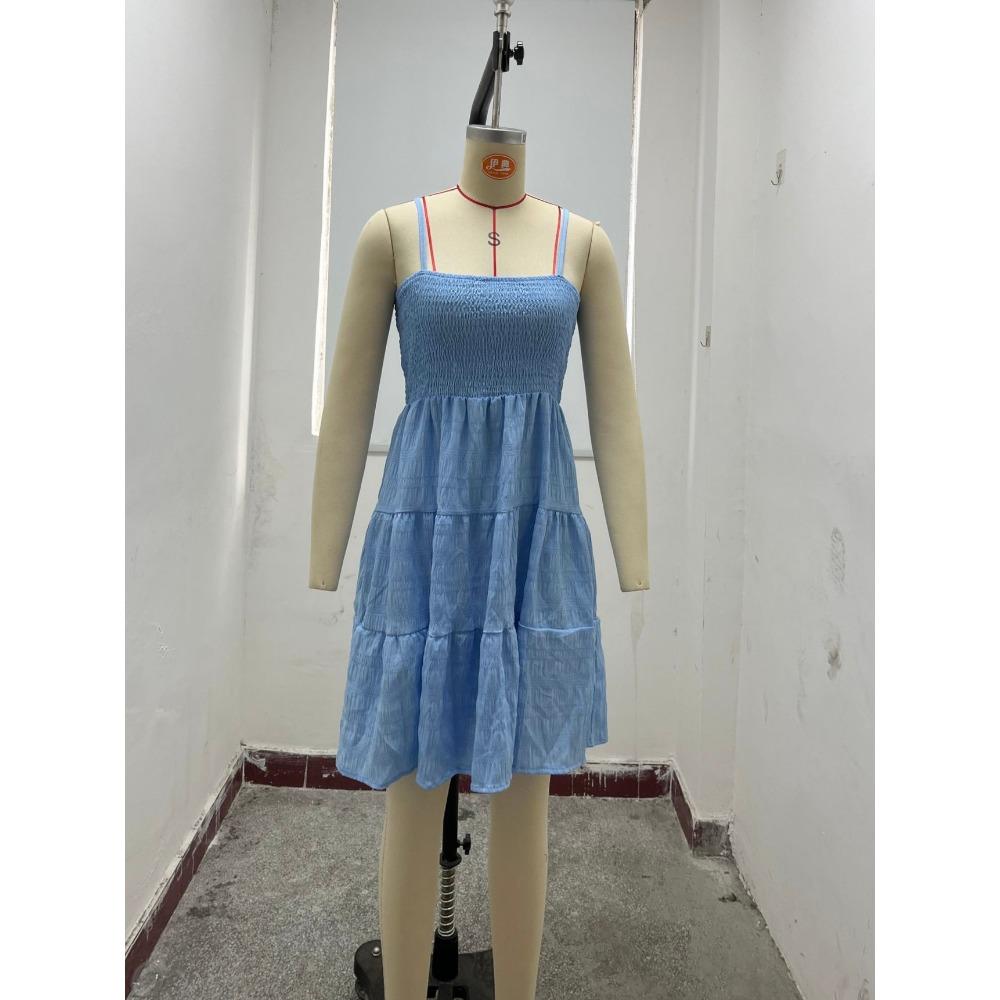 Damesommer Camisole Vest Minikjole Ermeløs Flytende A-linje Kort Kjole