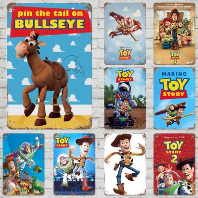 MINISO Toy Story Vintage Metal Tin Signs Posters Decor Retro Metal Plaque Wall Art Decor for Garage Bar