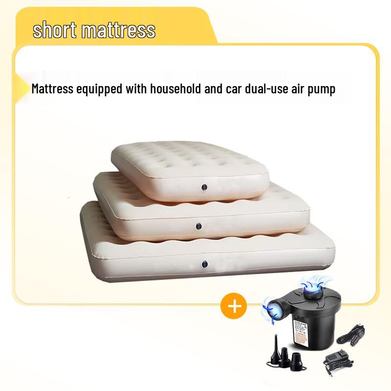 Samopompujący Beżowy Materac Powietrzny - Podwyższony, Pogrubiony, Składany na Kemping lub Przerwy na Lunch