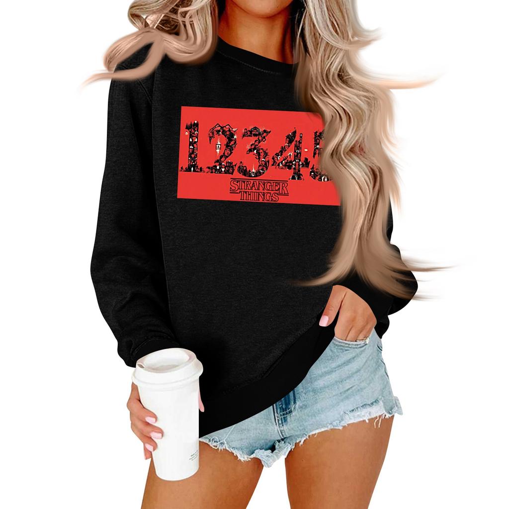 Women's And Men's Unisex Fashion Casual Long-sleeved Loose Printed Round Neck Pullover Hoodie Sweatshirt