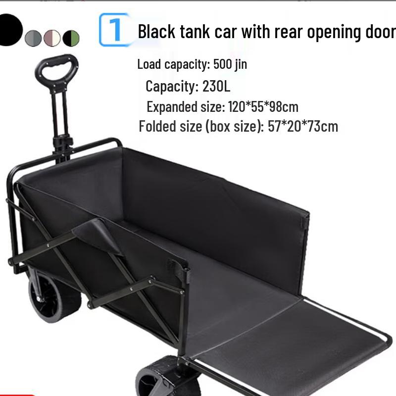 Electric Titanium Heavy-Duty Camping Cart with Rear Door and Tank Wheels