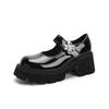 Platform Mary Jane Shoes Women's New Single Shoes Round Head Retro One-word Buckle Uniform Shoes Small Leather Shoes