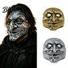 Masque Facial Ridé Effrayant Halloween Masque de Clown Vintage Or Argent Accessoire Durable Costume pour Fête Mascarade Effrayante Maison Hantée Cosplay Respirant