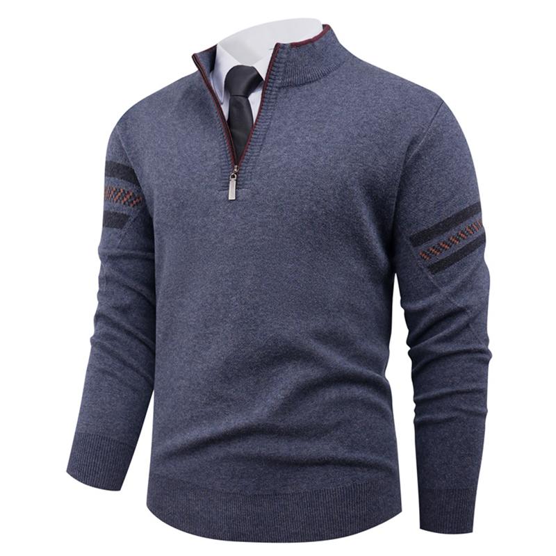 

Мужской утолщенный свитер на молнии до середины, пуловер со стойкой, повседневный модный топ с длинными рукавами L серый