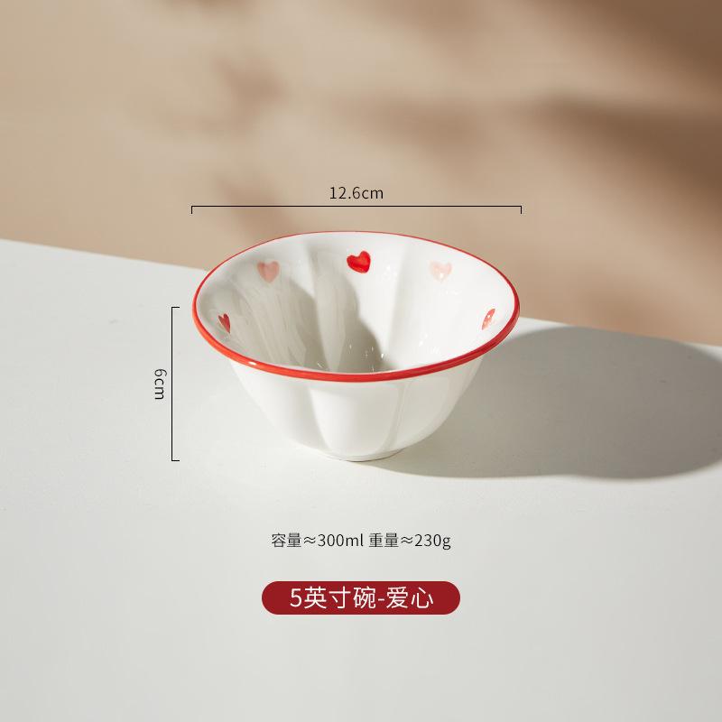 

Набор керамических мисок Love Color Glaze, Свадебная Новоселье Праздничная Посуда, Высокоценные Бытовые Тарелки, Миски для риса, Большие Суповые Миски