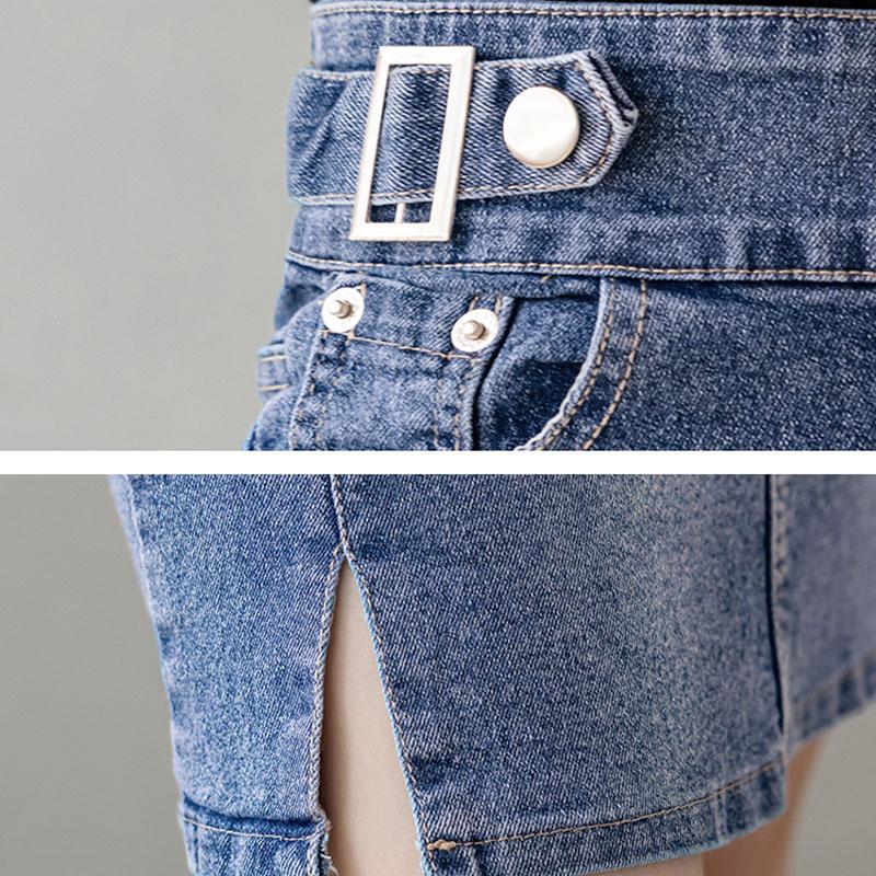 Frühling Sommer Übergröße Rock für Damen Hohe Taille Große Größe Schlitz Jeansröcke Schlank Femme
