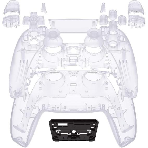 eXtremeRate Full Set Shell with Buttons Touchpad Cover, Clear Atomic Purple Custom Replacement Decorative Trim Shell Front Back Plates Compatible