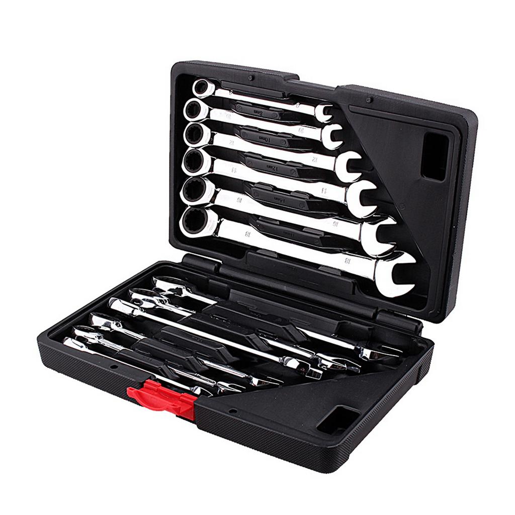 12pcs Fixed Spanners Ratchet Wrench Hand Tool Set Kit 819mm