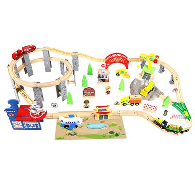 Wooden Train Track Spiral Viaduct Ring Set Railway Electric Magnetic Train Toy Suitable for All Brands Wooden Track Toy Boy