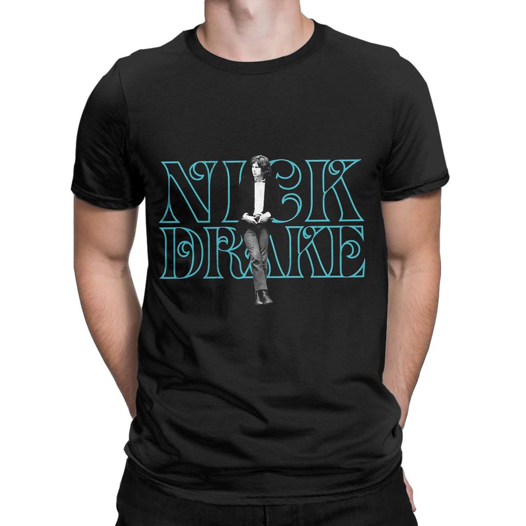 Nick Drake TShirts for Unisex Novelty Pure Cotton Tee Shirt Crew Neck Short Sleeve T Shirt Plus Size Clothes
