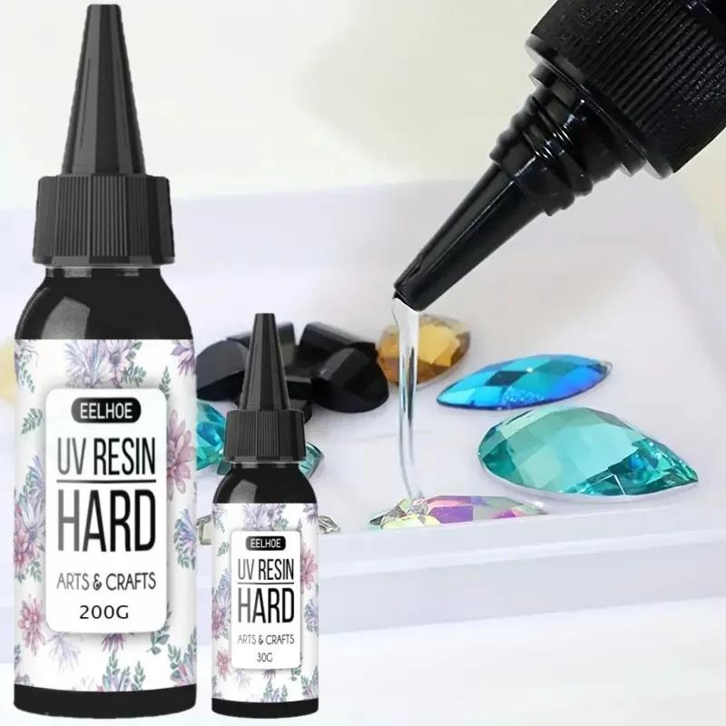 200g Hard UV Resin Glue Crystal Clear Ultraviolet Curing Epoxy Resin Solar Cure Activated UV Glue DIY Jewelry Craft Making Tools